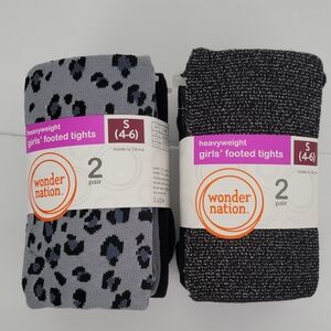 Wonder Nation Black and Gray Girls' Footed Tights - 4 Pairs